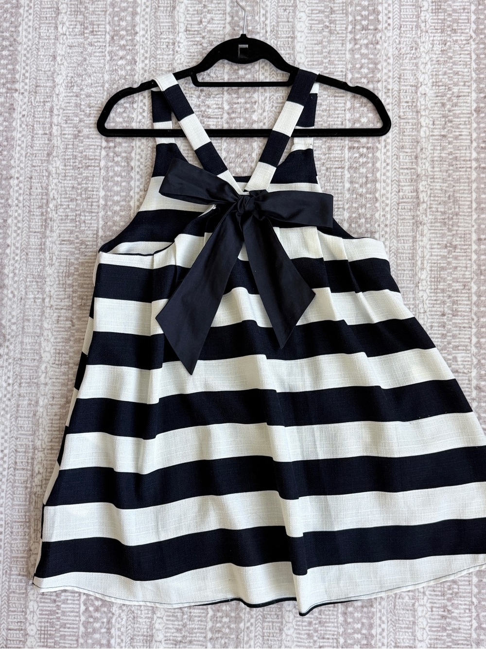 Navy blue & White Striped Bow-Back Dress